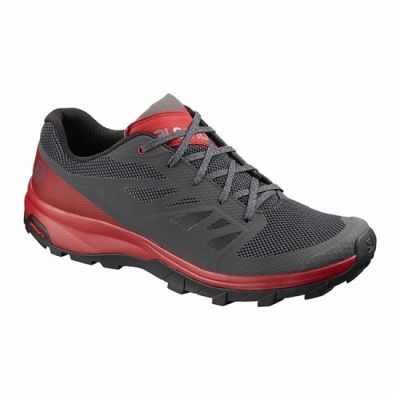 Men's Salomon OUTLINE Hiking Shoes Dark Blue / Red | AU-185FALK