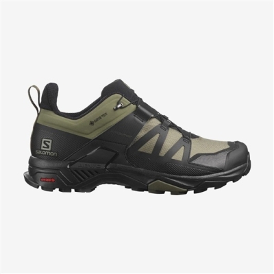 Men's Salomon X ULTRA 4 WIDE GORE-TEX Hiking Shoes Green | AU-139RJUH